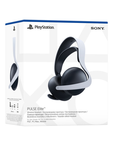 Sony PULSE Elite Auricolare Con cavo e senza cavo A Padiglione Gaming Bluetooth Base di ricarica Nero, Bianco
