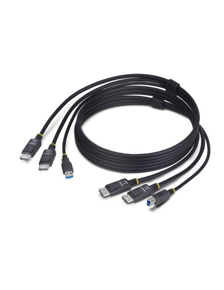 StarTech.com Cavo KVM con doppia porta DisplayPort e USB 5 Gbps da 1,8m, 4K 60 Hz, DP 1.2 e cavo combinato USB per switch KVM a 