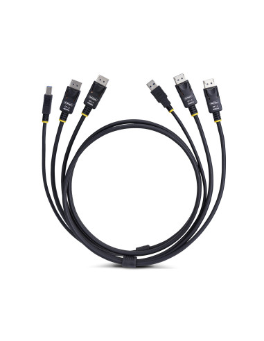 StarTech.com Cavo KVM con doppia porta DisplayPort e USB 5 Gbps da 1,8m, 4K 60 Hz, DP 1.2 e cavo combinato USB per switch KVM a 