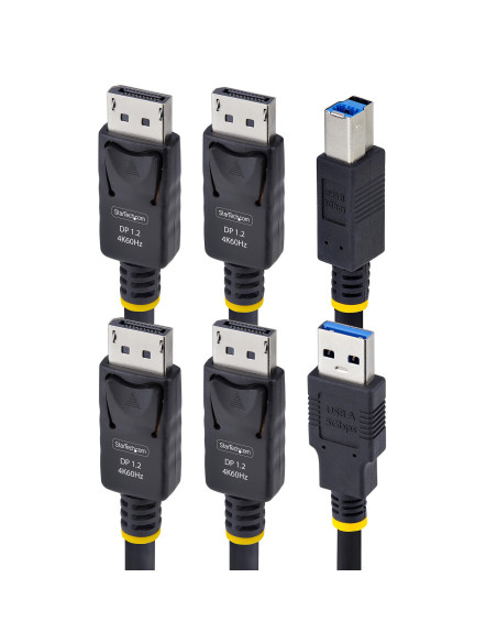 StarTech.com Cavo KVM con doppia porta DisplayPort e USB 5 Gbps da 1,8m, 4K 60 Hz, DP 1.2 e cavo combinato USB per switch KVM a 