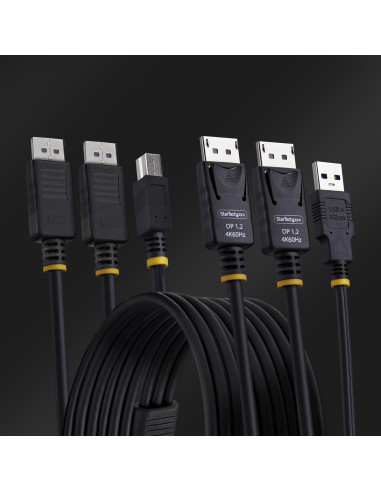 StarTech.com Cavo KVM con doppia porta DisplayPort e USB 5 Gbps da 1,8m, 4K 60 Hz, DP 1.2 e cavo combinato USB per switch KVM a 
