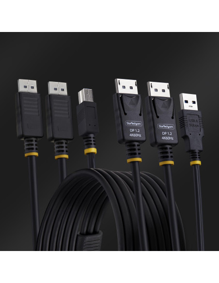 StarTech.com Cavo KVM con doppia porta DisplayPort e USB 5 Gbps da 1,8m, 4K 60 Hz, DP 1.2 e cavo combinato USB per switch KVM a 