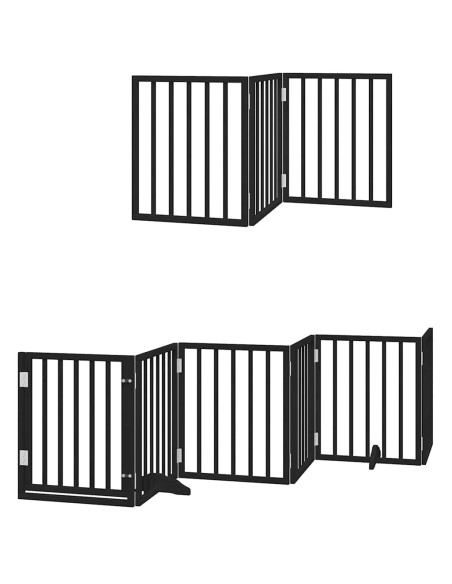 Cancello Cani Porta Pieghevole Nero 12 Pannelli 600 cm Pioppo