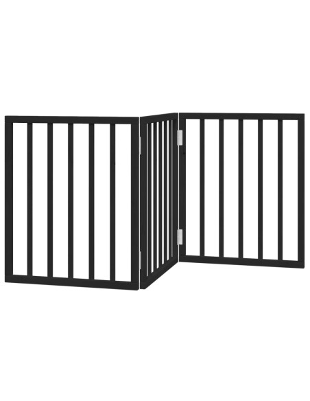 Cancello per Cani Pieghevole 3 Pannelli Nero 150cm Legno Pioppo