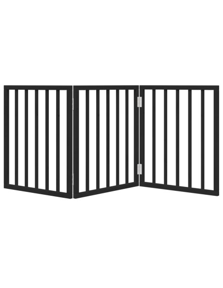 Cancello per Cani Pieghevole 3 Pannelli Nero 150cm Legno Pioppo