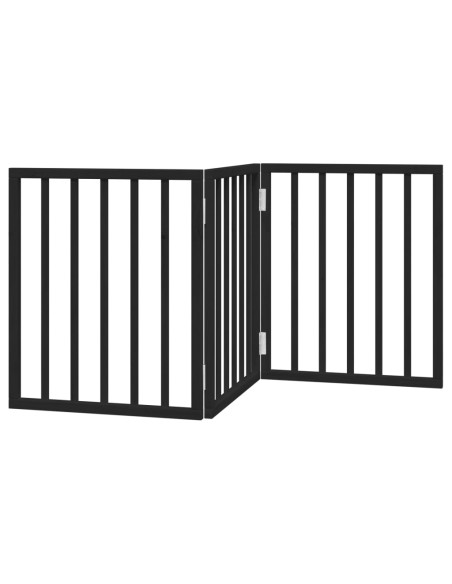 Cancello per Cani Pieghevole 3 Pannelli Nero 150cm Legno Pioppo