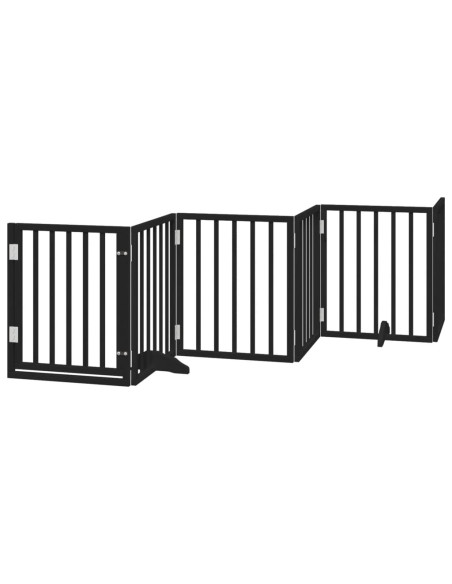 Cancello per Cani Porta Pieghevole Nero 6 Pannelli 300cm Pioppo
