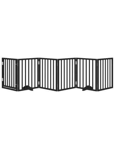 Cancello per Cani Porta Pieghevole Nero 6 Pannelli 300cm Pioppo
