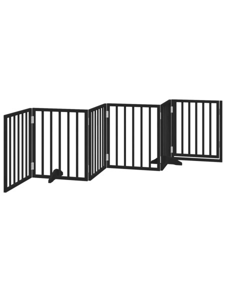 Cancello per Cani Porta Pieghevole Nero 6 Pannelli 300cm Pioppo