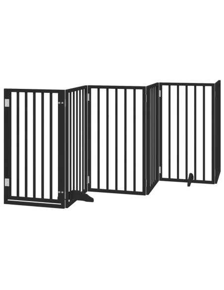 Cancello per Cani Porta Pieghevole Nero 6 Pannelli 300cm Pioppo