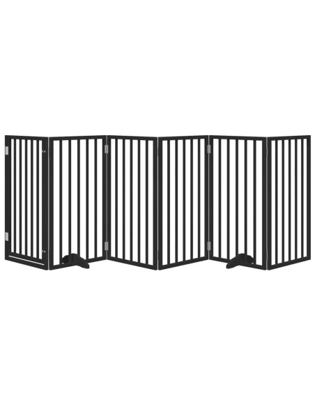 Cancello per Cani Porta Pieghevole Nero 6 Pannelli 300cm Pioppo