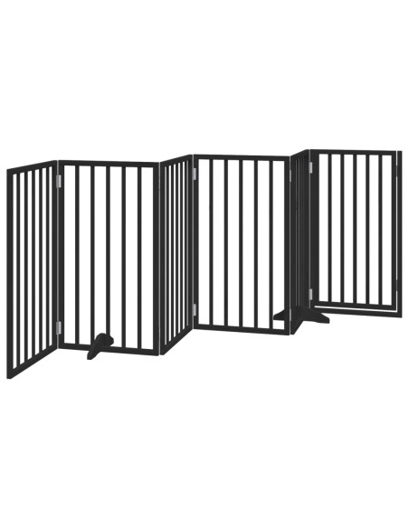 Cancello per Cani Porta Pieghevole Nero 6 Pannelli 300cm Pioppo