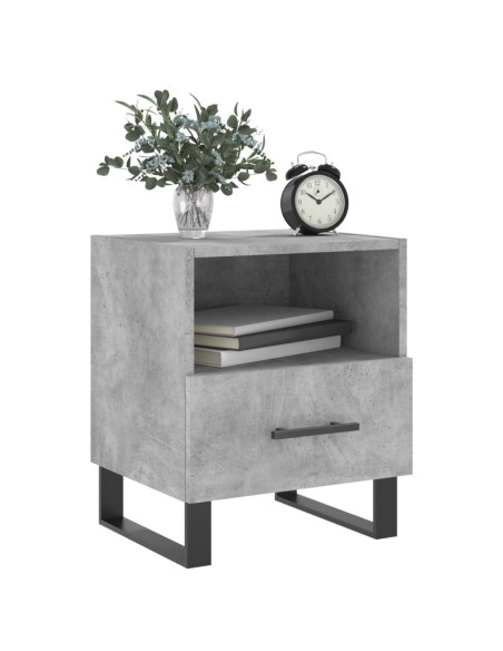 Comodino Grigio Cemento 40x35x47,5 cm in Legno Multistrato