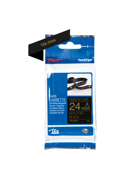 Brother TZE-R354 nastro per etichettatrice Oro su nero