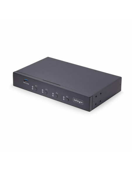 StarTech.com Switch KM a 4 porte con commutazione del mouse, switcher USB per tastiera/mouse, audio 3,5 mm/USB, Condivisione per