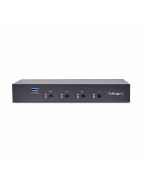 StarTech.com Switch KM a 4 porte con commutazione del mouse, switcher USB per tastiera/mouse, audio 3,5 mm/USB, Condivisione per