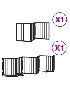 Cancello per Cani Porta Pieghevole Nero 9 Pannelli 450cm Pioppo