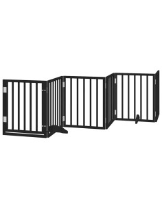 Cancello Cani Porta Pieghevole Nero 15 Pannelli 750 cm Pioppo 2