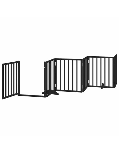 Cancello Cani Porta Pieghevole Nero 15 Pannelli 750 cm Pioppo