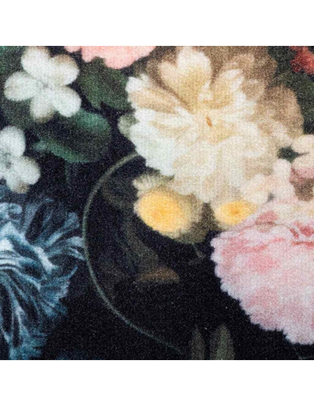 Tappetino da Cucina Floreale Nero 300 x 60 cm Velluto