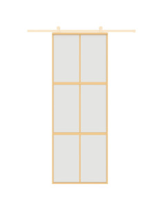 Porta Scorrevole Dorata 76x205 Vetro Smerigliato ESG Alluminio 2