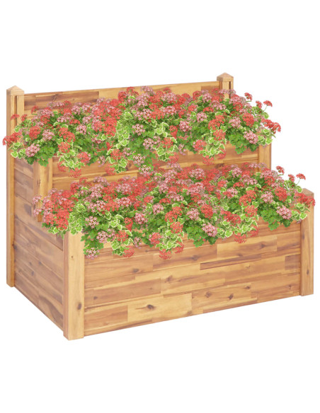 Fioriera da Giardino a 2 Livelli 110x75x84cm Massello di Acacia