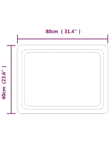 Specchio da Bagno con Luci LED 80x60 cm