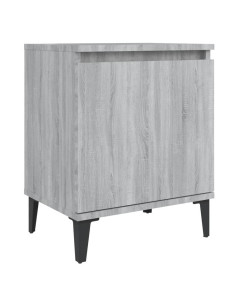 Comodino con Gambe in Metallo Grigio Sonoma 40x30x50 cm