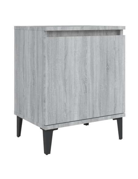 Comodino con Gambe in Metallo Grigio Sonoma 40x30x50 cm