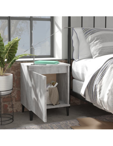 Comodino con Gambe in Metallo Grigio Sonoma 40x30x50 cm