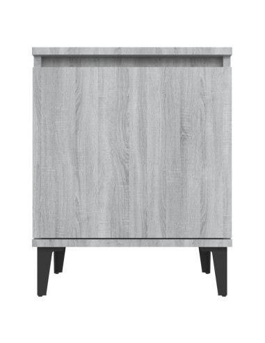 Comodino con Gambe in Metallo Grigio Sonoma 40x30x50 cm