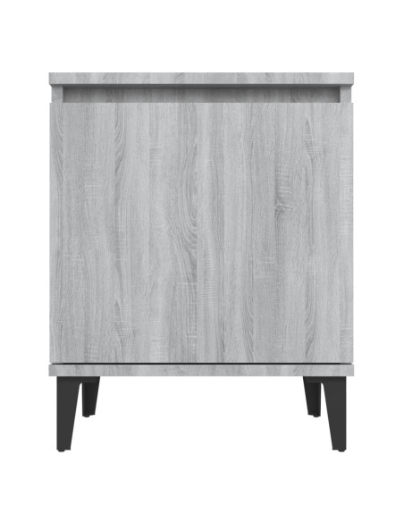 Comodino con Gambe in Metallo Grigio Sonoma 40x30x50 cm