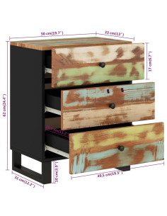 Comodino 50x33x62cm Legno Massello Recupero e Legno Multistrato 2