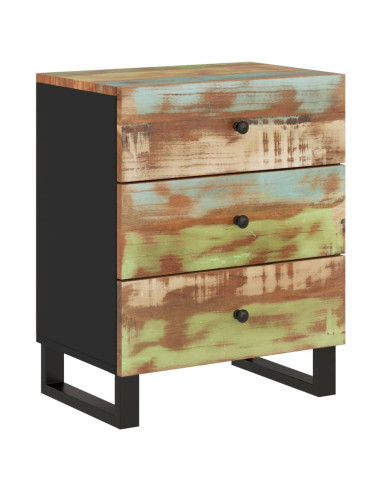 Comodino 50x33x62cm Legno Massello Recupero e Legno Multistrato