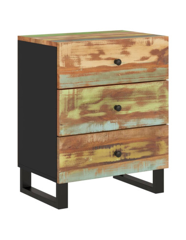 Comodino 50x33x62cm Legno Massello Recupero e Legno Multistrato