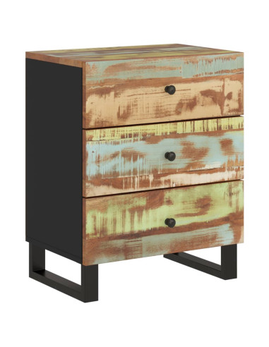 Comodino 50x33x62cm Legno Massello Recupero e Legno Multistrato