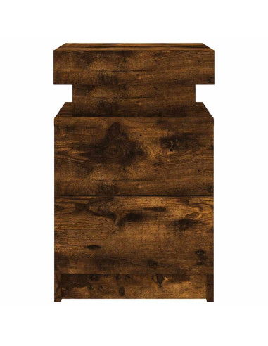 Comodini con Luci LED 2pz Rovere Fumo 35x39x55 cm