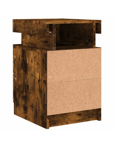 Comodini con Luci LED 2pz Rovere Fumo 35x39x55 cm