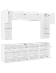 Set Mobili TV a Muro 6 pz con Luci LED Bianco