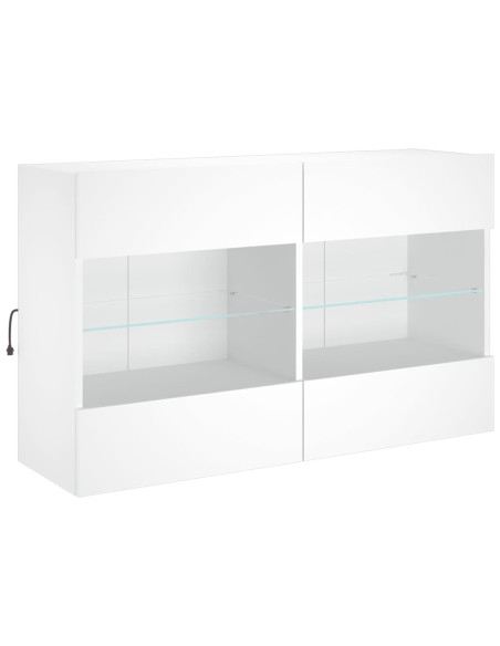 Set Mobili TV a Muro 6 pz con Luci LED Bianco