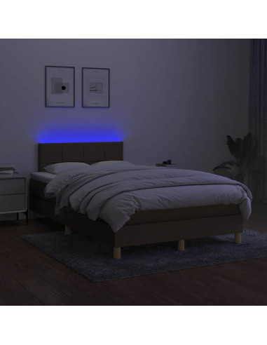 Letto a Molle Materasso e LED MarroneScuro 120x190cm in Tessuto
