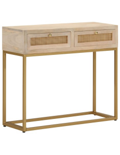 Tavolo Consolle 90x30x76 cm in Legno Massello di Mango e Ferro
