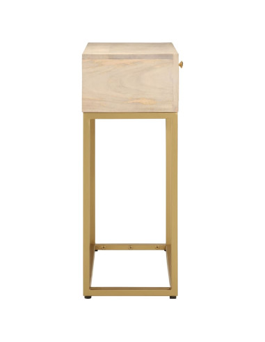Tavolo Consolle 90x30x76 cm in Legno Massello di Mango e Ferro