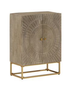 Credenza 55x30x76 cm in Legno Massello di Mango e Ferro