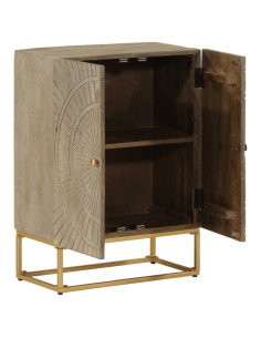 Credenza 55x30x76 cm in Legno Massello di Mango e Ferro 2