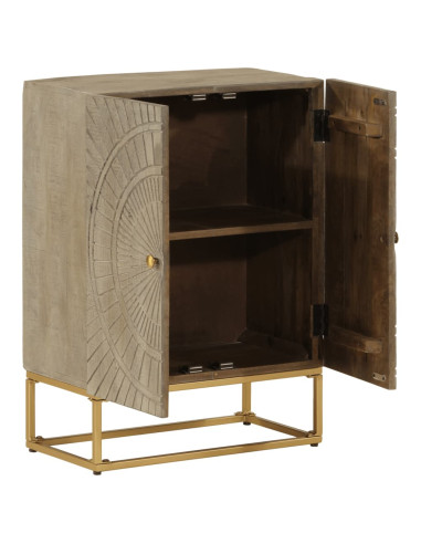 Credenza 55x30x76 cm in Legno Massello di Mango e Ferro