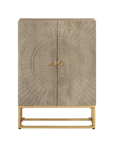 Credenza 55x30x76 cm in Legno Massello di Mango e Ferro