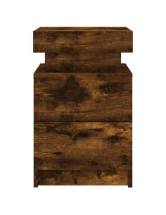 Comodino con Luci LED Rovere Fumo 35x39x55 cm 2