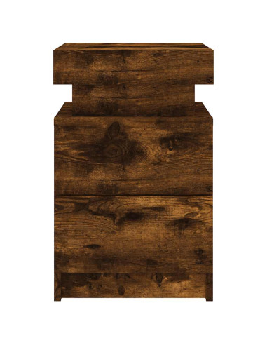 Comodino con Luci LED Rovere Fumo 35x39x55 cm