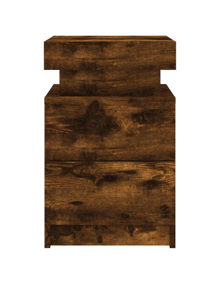 Comodino con Luci LED Rovere Fumo 35x39x55 cm
